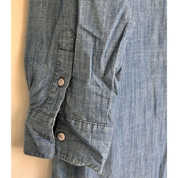 CONYON RIVER DEMIN BLUE BLUSE SHIRT, SIZE M, V NECK, BUTTON DOWN 1 - Picture 6 of 8